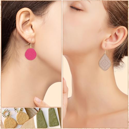 4Pcs Polymer Clay Texture Sheets with 100Earring Hooks,100Open Jump Rings,100Silicone Earring Backs Clay Texture Mat Floral Boho Clay Texture Stamps Tools for Earrings Jewelry Making DIY Crafts