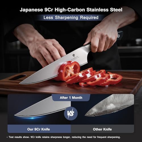 16 PCS Knife Set with Block, Japanese Kitchen Knife Set with 5 Layers High Carbon 9Cr18Mov Stainless Steel, Ultra-Sharp Professional Chef Cooking Knives with Ergonomic Handle, Dishwasher Safe - color: 16PCS Knife Set