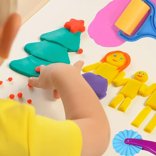 Clay and Dough Tools 6 Pieces Basic Dough Tool Set for Kids, Variety of Rolling Pins, Rollers, Cutters - color: TTX