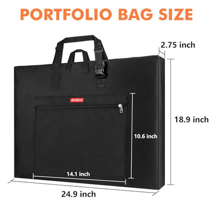 GOTIDEAL Large Art Portfolio Bag, 18x24 Inches Waterproof Art Portfolio Case with Shoulder&Handle Carry, Storage Carrying Bag for Artwork Sketch Drawing Canvas Photography Poster Side Widening - size: 18"x24"