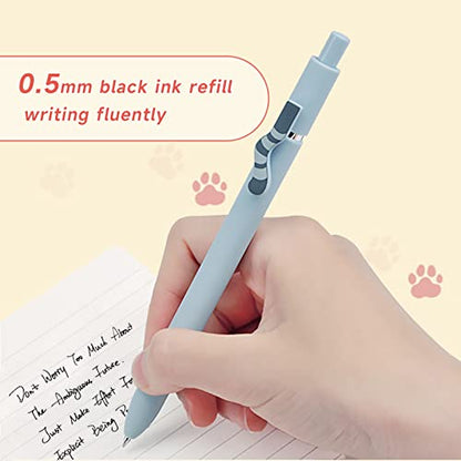UIXJODO Cat Pens, 8 Pcs 0.5mm Cute Kawaii Black Ink Fine Point Smooth Writing, High-End Series Cat's Tail Retractable for Journaling Note Taking - color: 8 Pcs Cat