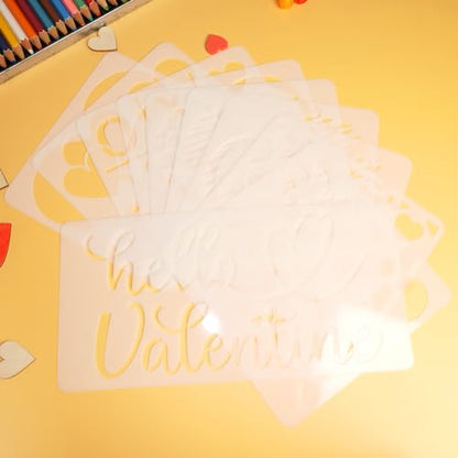 HADDIY Heart Stencils for Painting,11 Pcs Plastic Heart Templates for Drawing on Wood and Crafts,Spraying on Wall