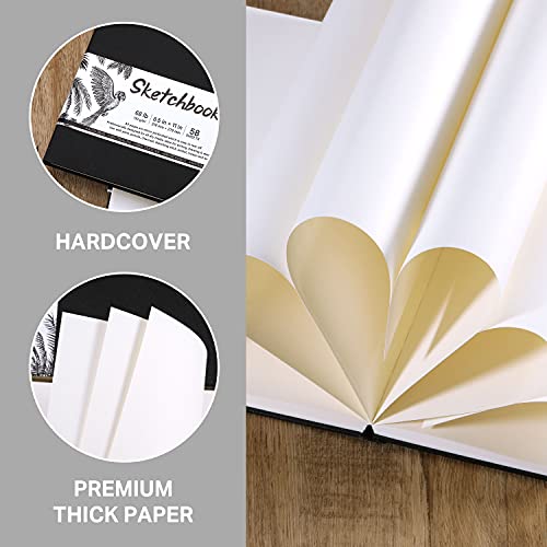 Sketchbook - Hardcover Sketch Pad, 8.5" x 11", Durable Sketch Book for Professional Adults, Artists and Amateurs, 68 lb/110 GSM, 58 Sheets, Use with Pens, Pencils, Sketching Stick