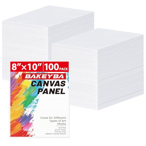 100 Pack 8x10 Inch Flat Canvas Boards for Painting, Canvas Panels 100% Cotton White Blank Art Supplies for Acrylics Oil Gouache Tempera Paints - size: 8"x10"- 100pcs