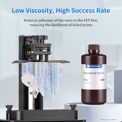 ANYCUBIC 3D Printer Resin, 405nm SLA UV-Curing Resin with High Precision and Quick Curing & Excellent Fluidity for LCD 3D Printing (White+White, 2kg) - color: White, size: 2kg