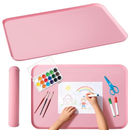 Silicone Art Mat for Crafts, 24"x16" Silicone Painting Mat to Keep Clean Protects Surfaces Perfectly for Crafts, Legos, Resin & Jewelry-Making, DIY Crafts Mat - color: Pink