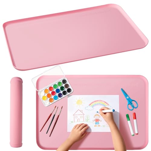 Silicone Art Mat for Crafts, 24"x16" Silicone Painting Mat to Keep Clean Protects Surfaces Perfectly for Crafts, Legos, Resin & Jewelry-Making, DIY Crafts Mat - color: Pink