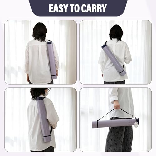 DEWEL Adjustable Poster Tube 24.5"-42", Waterproof Plastic Document Storage Tube Telescoping Carrying Case, Light Resistant Drawing Tube Painting Picture Tube Holder (Purple-Large Size) - color: Purple (Polygon), size: Large