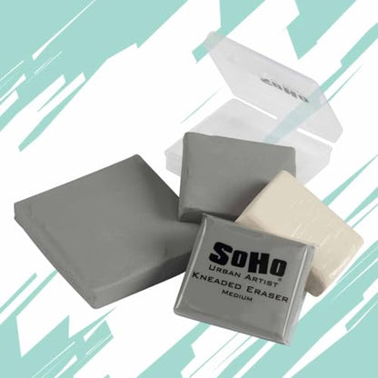 SoHo Urban Artist Kneaded Putty Eraser for Graphite Charcoal & Pastel, Single Standard White Eraser, Soft Flexible Drawing Tool for Blending Highlighting & Detail Work, PVC & Latex Free