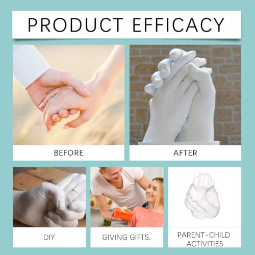 Hand Casting Kit - Plaster Powder Decor, Memory Keepsake Molding System with Casting Materials, Detailed Sculpture Making Kit, Romantic Creative Craft Project for Couples Family Parent