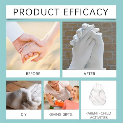 Hand Casting Kit - Plaster Powder Decor, Memory Keepsake Molding System with Casting Materials, Detailed Sculpture Making Kit, Romantic Creative Craft Project for Couples Family Parent