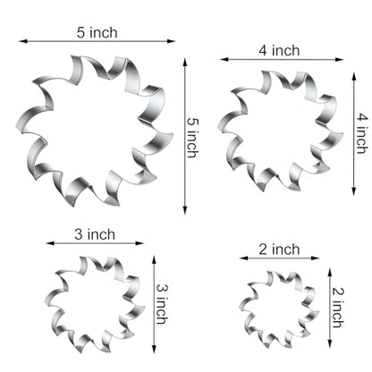 Sun Cookie Cutter Set - 5 inch, 4 inch, 3 inch, 2 inch - 4 Piece Weather Cookie Cutters Shapes Biscuit Fondant Clay Molds - Stainless Steel