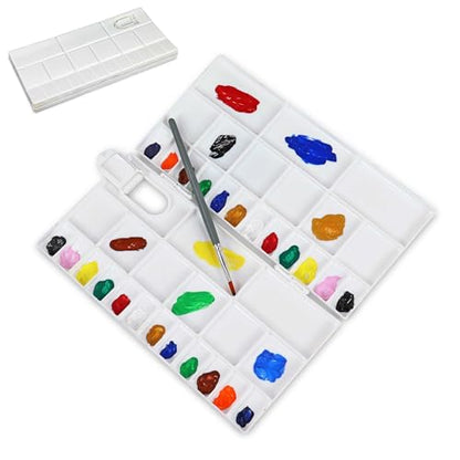 Liquidraw Plastic Paint Palette - 41 Well | Large Folding Mixing & Painting Palette | Thumb Hole for Holding | Suitable for Acrylic, Oil & Watercolor | for Professional Artists, Students & Kids