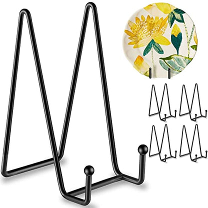 Hoewina 5 Pack 6 Inch Plate Stands for Display, Plate Holder Display Stands, Metal Frame holder stand for Book, Picture, Decorative Plate, Photo and Platter, Tabletop Art…