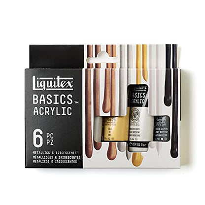 Liquitex BASICS Acrylic Paint Set, 6 x 22ml (0.74-oz) Tube Paint Set, Metallic & Iridescent - style: Metallic 6 x 22ml (0.74oz)