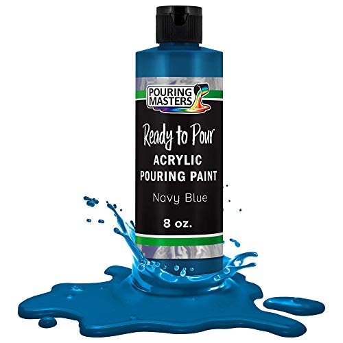 Pouring Masters Navy Blue Ready to Pour Acrylic Pouring Paint - Premium 8-Ounce Pre-Mixed Fluid Acrylic Paint - Fluid Art Supplies for Canvas, Wood, Paper, Tile & Rocks - color: Navy Blue