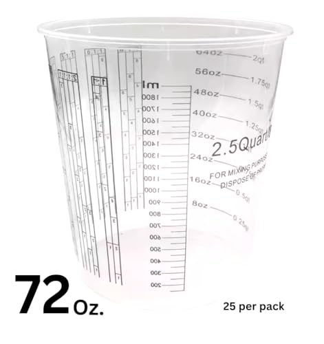 Plastic Paint Mixing and measuring Cup (1,900 mL) (Box of 25) Best for measuring liquids - size: 1,900 mL