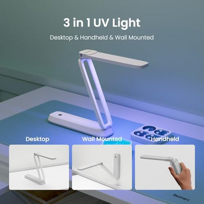 Resiners AirWave Pro UV Light for Resin Curing, UV Resin Light, Wireless & Rechargeable Ultraviolet Lamp, 3-in-1 Uses, Foldable Blacklight LED, Craft Supplies Tools for Jewelry Making (White) - color: White