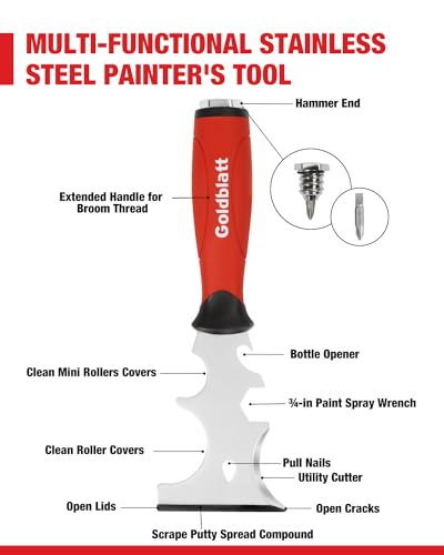 Goldblatt Drywall Hand Tool Kit - 14 in 1, 6 Pieces Stainless Steel Joint Knife, Taping Knives, Paniter Scraper, Mud Pan