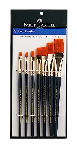 Faber Castell Synthetic Hair Flat Paint Brush, Assorted - Set of 7