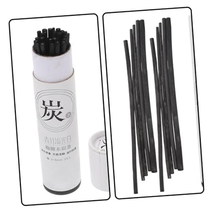 jojofuny 25Pcs Compressed Charcoal Sticks for Artists Durable Willow Drawing Pencils Smooth Surface Shading Sketching Supplies for Students and Professionals