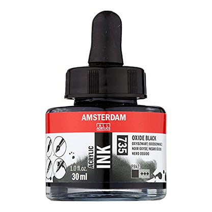 Amsterdam Acrylic Ink Bottle 30 ml Oxide Black 735 (17207350) - color: Oxide Black, size: 1 fl oz
