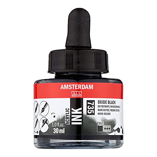 Amsterdam Acrylic Ink Bottle 30 ml Oxide Black 735 (17207350) - color: Oxide Black, size: 1 fl oz
