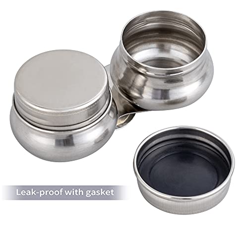 MyLifeUNIT Large Mouth Double Dipper Palette Cup | 304 Stainless Steel, Wide Mouth, Dual Sealed Lids, Leak-Resistant Silicone Gasket, Wide Metal Clip, Clamps onto Palette Edge