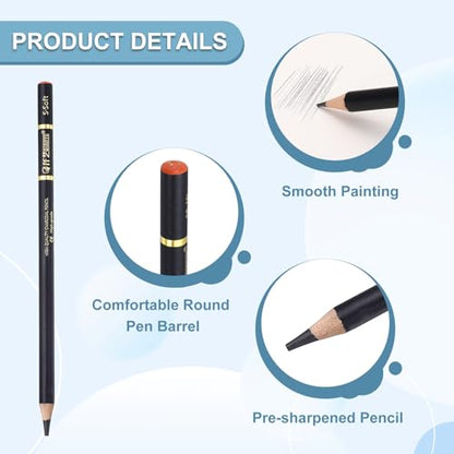 PATIKIL 6Pcs Drawing Pencils for Sketching, Extra Soft Refill Sketch Pencils for Drawing, Graphite Art Pencil Set Professional Resistant Lead for Painting Shading Artist Office Supplies - size: Extra Soft