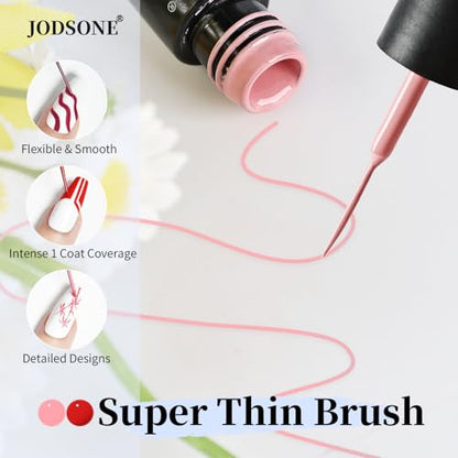 JODSONE Nail Art Gel Liner Set 10 Colors White Red Black White Gel Nail Polish Need U V Lamp Cured with Thin Brush,Gifts for Women - color: 10colors set-2