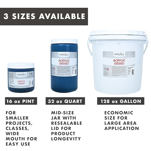 Handy Art Acrylic Gesso, 32 oz, Black, Primer for Canvas, Wood, & Artist Painting Surfaces, Enhances Acrylic Paint Adhesion, Low Viscosity, Thick Coverage, Certified Safe & AP Non-Toxic, Made in US - color: Black Gesso, size: 32 Fl Oz (Pack of 1)