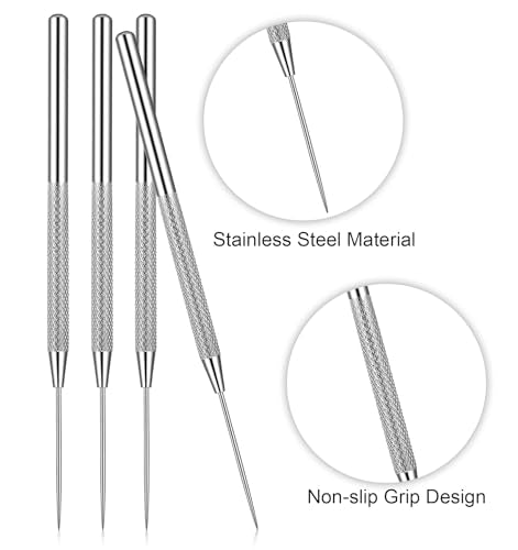 4 PCS Pottery Needle Tool, 6 Inch Clay Needle Tool Stainless Steel Needle Tools for Clay Set for Sculpting, Dotting & Carving (Silver)