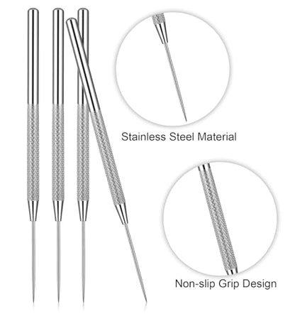 4 PCS Pottery Needle Tool, 6 Inch Clay Needle Tool Stainless Steel Needle Tools for Clay Set for Sculpting, Dotting & Carving (Silver)