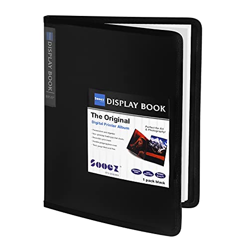 Sooez 30-Pocket Binder with Plastic Sleeves 8.5x11 (Black), Heavy Duty Art Portfolio Folder with Clear Sheet Protectors, Display 60 Pages, Presentation Book for Artwork, Document Organizer Binder - color: Black, size: 8.5"x11" - 1 Pack