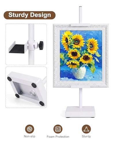 Adjustable Tabletop Easel Stand, Picture Easels for Display Up to 17" H, White Metal Picture Frame Holder Stand Table for Art, Photo (1 Pack) - color: White 1Pack