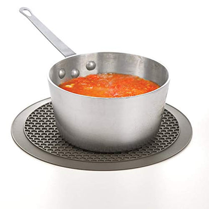 PrepSolutions 100% Silicone Heat Resistant Multifunctional Mat, 12- Inch Diameter, Gray - Non-Slip Kitchen Protector for Hot Pots and Pans, 1 Piece