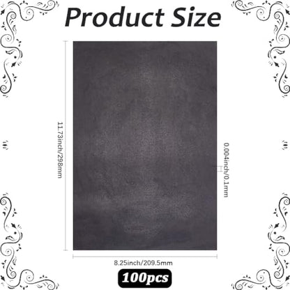 100 Sheets 11.7 x 8.3 Inch Black Transfer Paper Carbon Tracing Paper Rectangle Graphite Canvas Transferring Crafts Pages Accessories for DIY Making Woodworking Drawing Board Art Projects - color: Black