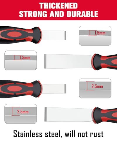ROTATION Extra Thick Scraper Set, 4 piece, Soft Grip, Heavy Duty, Scraper with Hammer End, Stainless Steel Putty Knife - style: 4pc