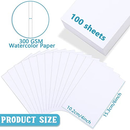 Spiareal 100 Sheets Watercolor Paper Bulk 140 Lb/300 GSM White Construction Paper Cold Press Blank Cotton Art Paint White Water Color Pad Artists Drawing Christmas Cards(4 x 6 Inch) - size: 4 x 6 Inch