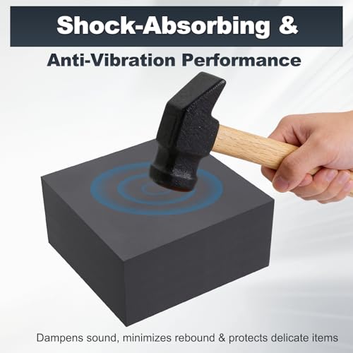 HARFINGTON Rubber Bench Block 4"x4"x2" Black Rubber Stamping Block Square Anti Vibration Pads for Jewelry Making Hammering Shaping Chasing Flattening Metals - size: 4"x4"x2"