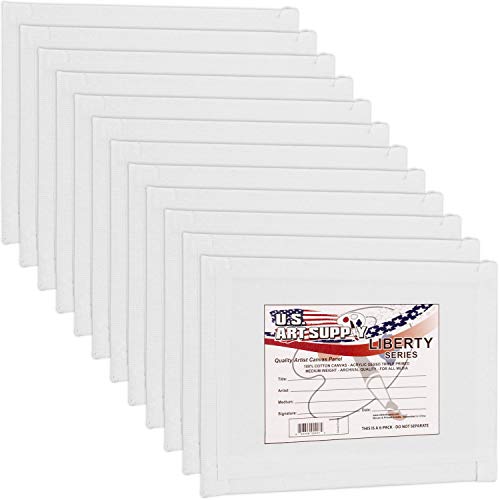 U.S. Art Supply 8 X 10 Inch Art Canvas Board Panels 12 Pack - 8 Ounce Heavyweight Cotton Acid Free Canvases for Painting Acrylics and Watercolor (1 Case of 12 Single Canvas Painting Panels) - size: 8" x 10"
