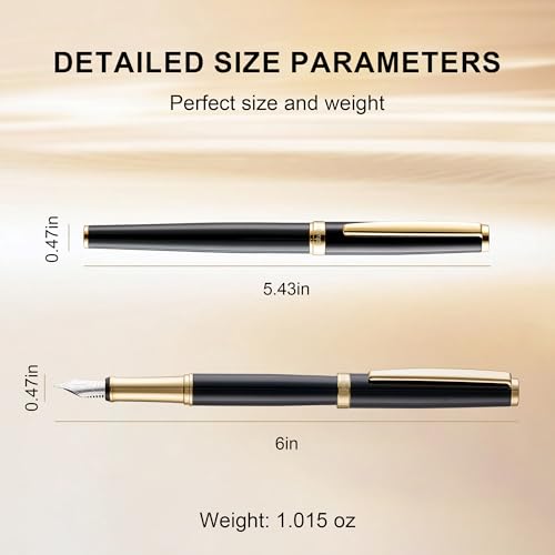Fountain Pen Set,Extra Fine Nib,Includes 2 Ink Cartridges and Ink Converter, Ideal for Journaling and Calligraphy, Smooth-writing Fountain Pen - color: Gold