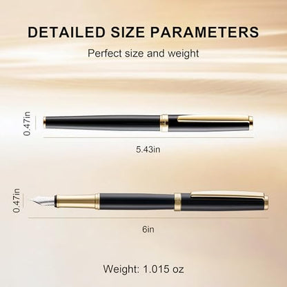 Fountain Pen Set,Extra Fine Nib,Includes 2 Ink Cartridges and Ink Converter, Ideal for Journaling and Calligraphy, Smooth-writing Fountain Pen - color: Gold
