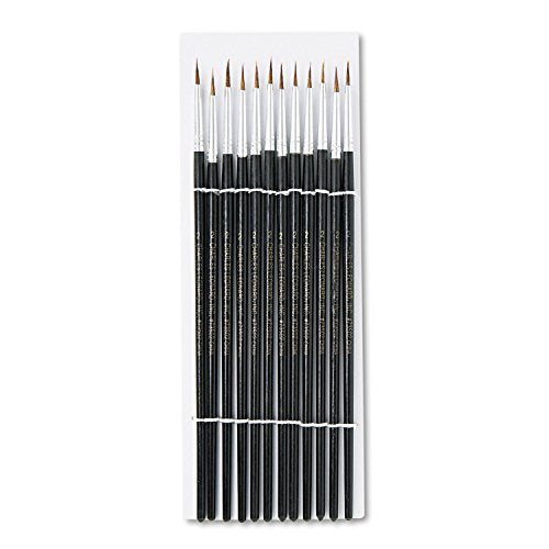 Charles Leonard Water Color Paint Brushes with Round Pointed Tip, # 2, 0.43 Inch, Camel Hair, Black Handle, 12-Pack (73502) - size: # 2 - 0.43 Inch, style: Camel Hair