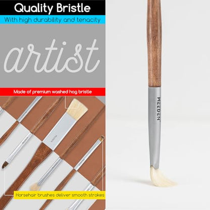 MEEDEN Artist Oil Paint Brush Set: 10 Pcs Hog Bristle Art Paint Brushes - Professional Oil Paint Brushes with Wood Long Handle - Perfect for Adults Canvas Painting