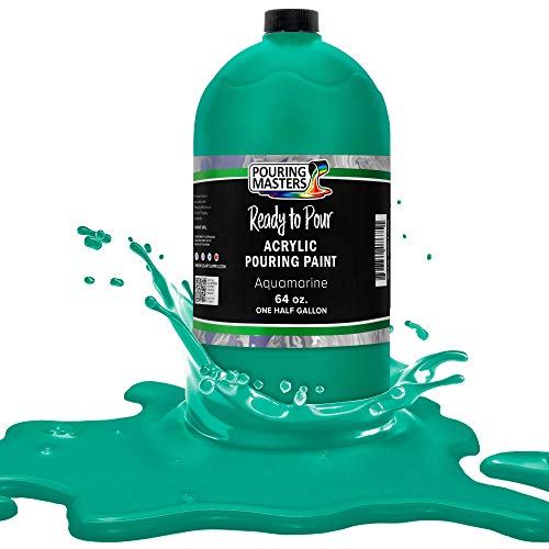 POURING MASTERS Aquamarine Acrylic Ready to Pour Pouring Paint - Premium 64-Ounce Pre-Mixed Water-Based - for Canvas, Wood, Paper, Crafts, Tile, Rocks and More - color: Aquamarine, size: 64 Fl Oz (Pack of 1)