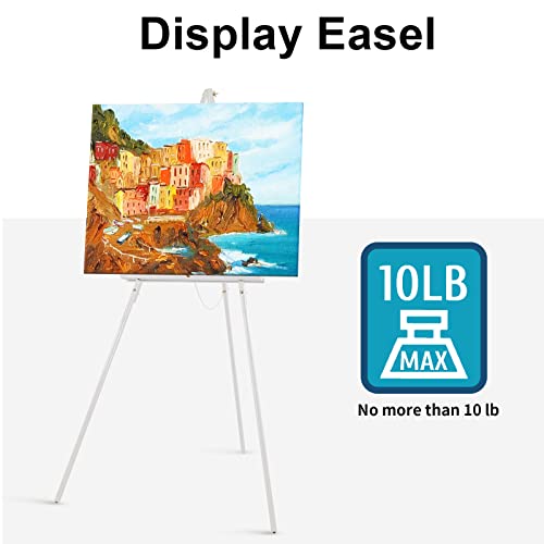 Falling in Art 65" A-Frame Tripod Easel Stand, Wooden Display Easel with Adjustable Canvas Holder, Floor Easel for Wedding Signs, Posters, Paintings, Artwork(White) 1 Pack - color: White-1 Pack