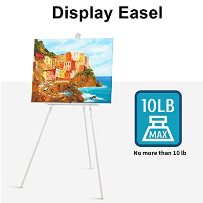 Falling in Art 65" A-Frame Tripod Easel Stand, Wooden Display Easel with Adjustable Canvas Holder, Floor Easel for Wedding Signs, Posters, Paintings, Artwork(White) 2 Pack - color: White-2 Pack