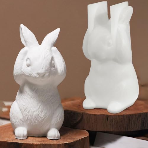 Both Hands Covering Ears Rabbit Easter Silicone Molds for Crafts 3D Bunny Silicone Mold Epoxy Resin Molds Cute Easter Bunny Mold Kawaii Animal Rabbit Soap Candle Molds for Living Room Home Decor