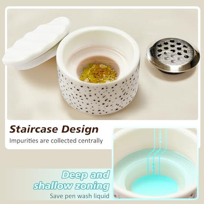 Nail Brushes Washing Cup, Monomer Dish, Dappen Dish with Lid, Easy Cleaning Portable Mesh, Acrylic Brush Cleaner & Nail Brush Holder, Nail Art Brush Washer for Nail Sequins Glitter Powder (NAPB072)